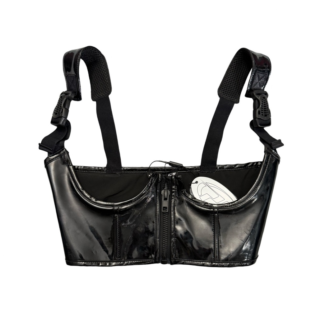 Dolls Kill Poster Grl Patent Vegan Leather Black Underbust Corset Top Size XS